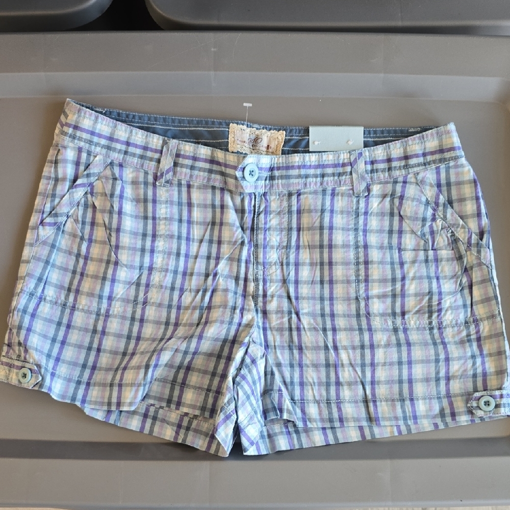 So Wear It Declare It Pastel Plaid Shorts - Lavender, Light Blue, Cream